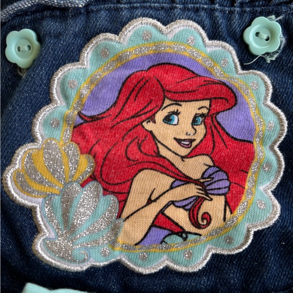 VINTAGE DISNEY
 Princess Ariel Overalls 3T Y2K The Little Mermaid Denim Rare - Picture 3 of 5